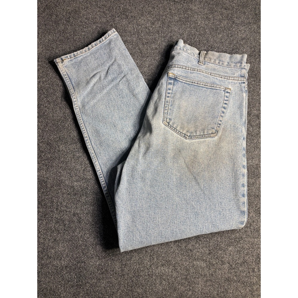 Merona Jeans Men 36x32 Blue Denim Light Wash Relaxed Fit High Waist Tapered‎ Leg